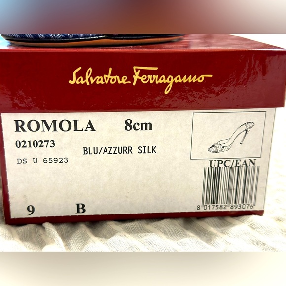 Vintage - Salvatore Ferragamo Denim Striped Heels/ Slides - Picture 4 of 4